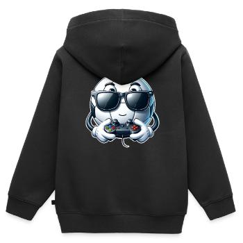 Football Gamer Gaming - Sweat Premium à capuche zippé enfant bio - noir - Dos - AI Model Kid Male (0cm)