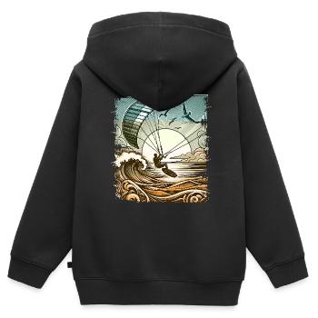 Kitesurfen Kitesurf Kitesurfer Kiteboard - Kinder Premium Organic Zip Hoodie - Schwarz - Hinten - AI Model Kid Male (0cm)