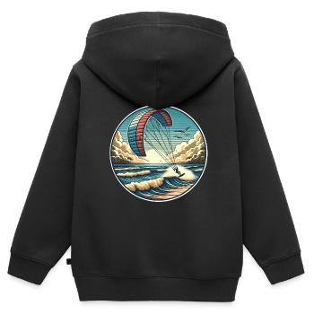 Kitesurfen Kitesurf Kitesurfer Kiteboard - Kinder Premium Organic Zip Hoodie - Schwarz - Hinten - AI Model Kid Male (0cm)