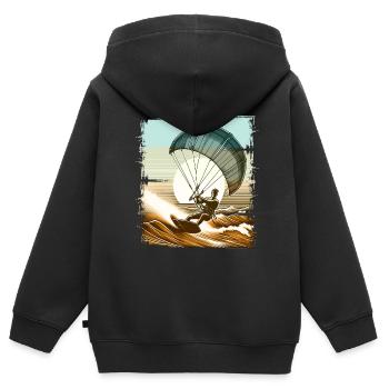 Kitesurfen Kitesurf Kitesurfer Kiteboard - Kinder Premium Organic Zip Hoodie - Schwarz - Hinten - AI Model Kid Male (0cm)