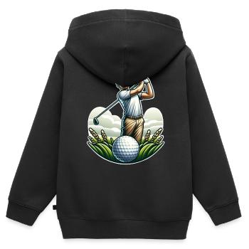 Golfe - Sweat Premium à capuche zippé enfant bio - noir - Dos - AI Model Kid Male (0cm)