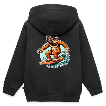 Neanderthal surfers surfers - Kids Premium Organic Zip-up Hoodie - black - Back - AI Model Kid Male (0cm)