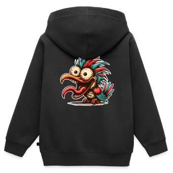 Oiseau fou - Sweat Premium à capuche zippé enfant bio - noir - Dos - AI Model Kid Male (0cm)