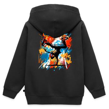 Breakdance - Kinder Premium Organic Zip Hoodie - Schwarz - Hinten - AI Model Kid Male (0cm)
