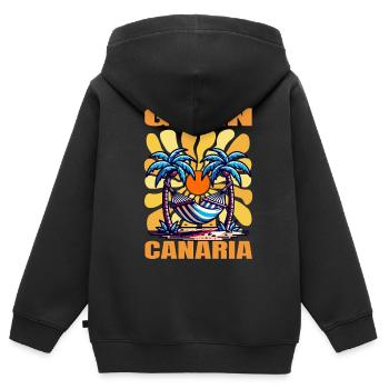 Gran Canaria - Kinder Premium Organic Zip Hoodie - Schwarz - Hinten - AI Model Kid Male (0cm)