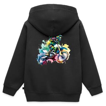 Motocross - Kinder Premium Organic Zip Hoodie - Schwarz - Hinten - AI Model Kid Male (0cm)
