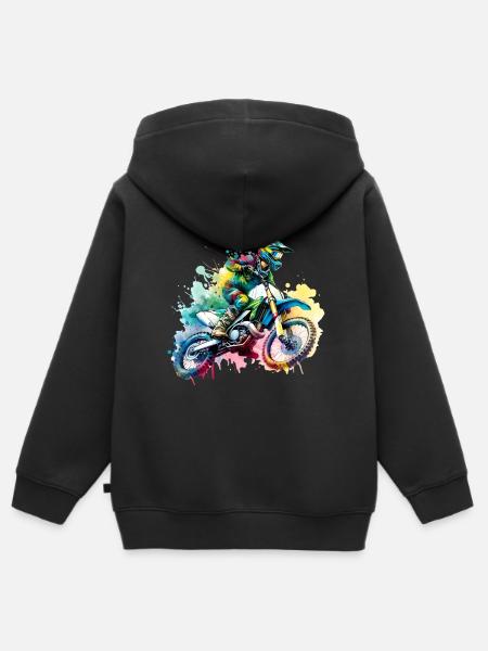 Motocross - Kinder Premium Organic Zip Hoodie - Schwarz