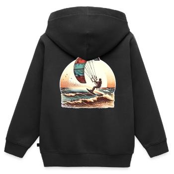 Kitesurf Kitesurfer Kiteboard - Kinder Premium Organic Zip Hoodie - Schwarz - Hinten - AI Model Kid Male (0cm)