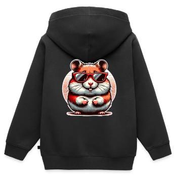 Hamster - Kinder Premium Organic Zip Hoodie - Schwarz - Hinten - AI Model Kid Male (0cm)