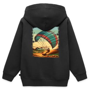 Kitesurfen Kitesurfer Kiteboard - Kinder Premium Organic Zip Hoodie - Schwarz - Hinten - AI Model Kid Male (0cm)