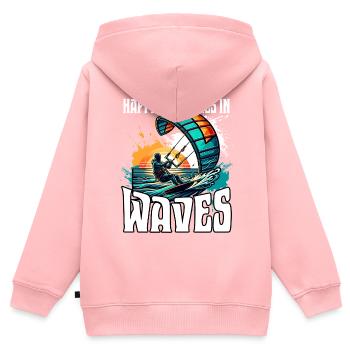 Kitesurf Kitesurfer Kiteboard - Sweat Premium à capuche zippé enfant bio - rose - Dos - AI Model Kid Female (0cm)