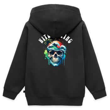 Kitesurf Kitesurfer Kiteboard - Sweat Premium à capuche zippé enfant bio - noir - Dos - AI Model Kid Male (0cm)
