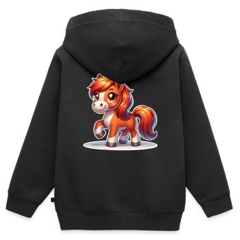 Cheval - Sweat Premium à capuche zippé enfant bio - noir - Dos - AI Model Kid Male (0cm)