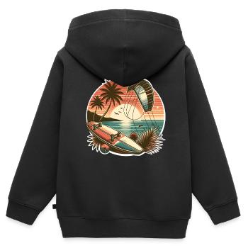 Kitesurfen Kitesurfer Kiteboard - Kinder Premium Organic Zip Hoodie - Schwarz - Hinten - AI Model Kid Male (0cm)