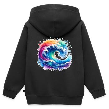Vague - Sweat Premium à capuche zippé enfant bio - noir - Dos - AI Model Kid Male (0cm)