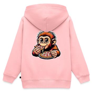 Neandertaler Pizza - Kinder Premium Organic Zip Hoodie - Rosa - Hinten - AI Model Kid Female (0cm)