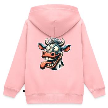 Verrückte Kuh - Kinder Premium Organic Zip Hoodie - Rosa - Hinten - AI Model Kid Female (0cm)