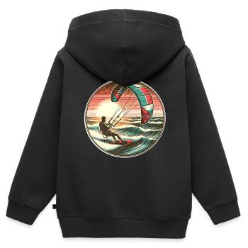 Kitesurfen Kitesurfer Kiteboard - Kinder Premium Organic Zip Hoodie - Schwarz - Hinten - AI Model Kid Male (0cm)