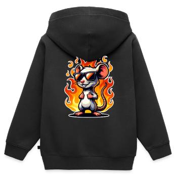 Flamme de souris - Sweat Premium à capuche zippé enfant bio - noir - Dos - AI Model Kid Male (0cm)