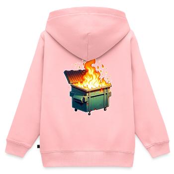 Brûler une poubelle - Sweat Premium à capuche zippé enfant bio - rose - Dos - AI Model Kid Female (0cm)