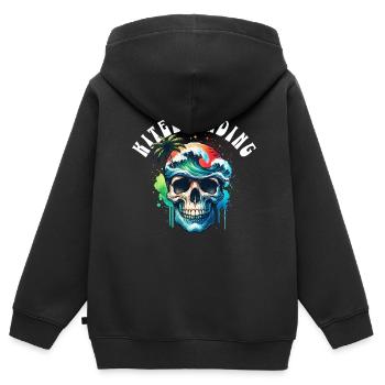 Kitesurf Kitesurfer Kiteboard - Sweat Premium à capuche zippé enfant bio - noir - Dos - AI Model Kid Male (0cm)