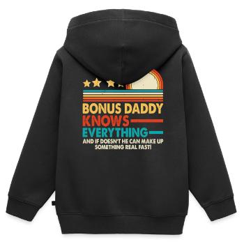 Papa bonus - Sweat Premium à capuche zippé enfant bio - noir - Dos - AI Model Kid Male (0cm)