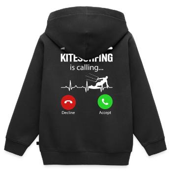 Kitesurfer Kiteboard Kitesurfen Kitesurf - Kinder Premium Organic Zip Hoodie - Schwarz - Hinten - AI Model Kid Male (0cm)