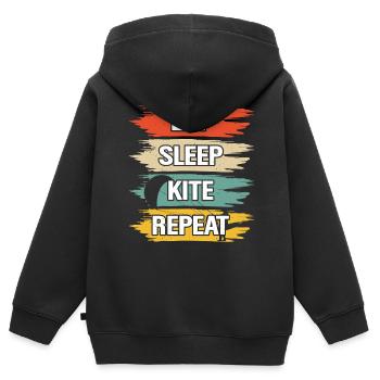 Kitesurfer Kiteboard Kitesurfen Kitesurf - Kinder Premium Organic Zip Hoodie - Schwarz - Hinten - AI Model Kid Male (0cm)