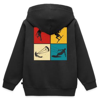 Kitesurfer Kiteboard Kitesurfen Kitesurf - Kinder Premium Organic Zip Hoodie - Schwarz - Hinten - AI Model Kid Male (0cm)