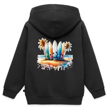 Surfeurs - Sweat Premium à capuche zippé enfant bio - noir - Dos - AI Model Kid Male (0cm)