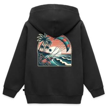 Kitesurf Kitesurfer Kiteboard - Sweat Premium à capuche zippé enfant bio - noir - Dos - AI Model Kid Male (0cm)