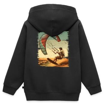 Kitesurfer Kiteboard Kitesurfen Kitesurf - Kinder Premium Organic Zip Hoodie - Schwarz - Hinten - AI Model Kid Male (0cm)