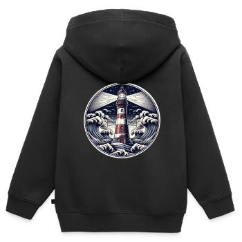 Phare - Sweat Premium à capuche zippé enfant bio - noir - Dos - AI Model Kid Male (0cm)