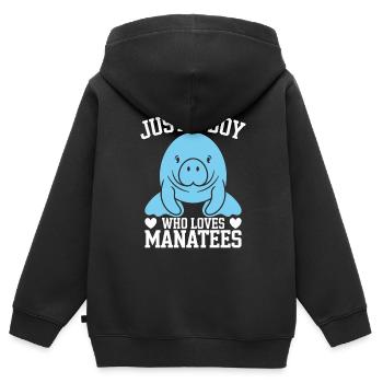 Seekuh - Kinder Premium Organic Zip Hoodie - Schwarz - Hinten - AI Model Kid Male (0cm)
