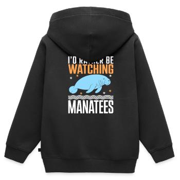 Manatee - Kids Premium Organic Zip-up Hoodie - black - Back - AI Model Kid Male (0cm)