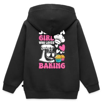 Backen Bäcker Bäckerei - Kinder Premium Organic Zip Hoodie - Schwarz - Hinten - AI Model Kid Male (0cm)