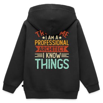 Architecte - Sweat Premium à capuche zippé enfant bio - noir - Dos - AI Model Kid Male (0cm)