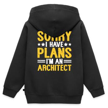Architecte - Sweat Premium à capuche zippé enfant bio - noir - Dos - AI Model Kid Male (0cm)