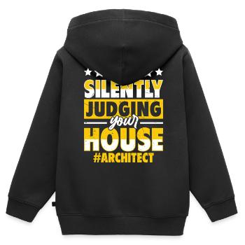 Architecte - Sweat Premium à capuche zippé enfant bio - noir - Dos - AI Model Kid Male (0cm)