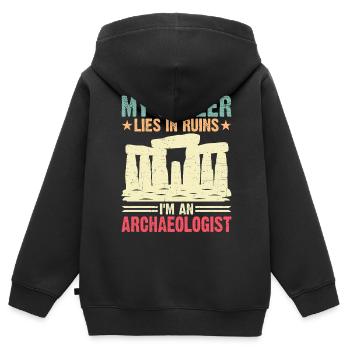 Ma carrière est en ruines Je suis archéologue - Sweat Premium à capuche zippé enfant bio - noir - Dos - AI Model Kid Male (0cm)