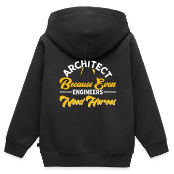 Architekt - Kinder Premium Organic Zip Hoodie - Schwarz - Hinten - AI Model Kid Male (0cm)