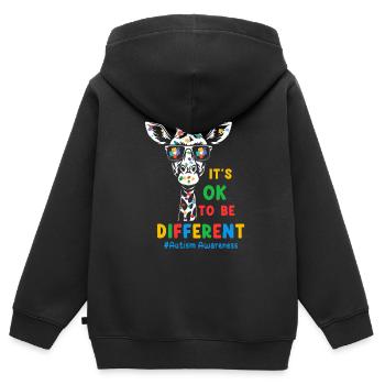 Autismus Autisten - Kinder Premium Organic Zip Hoodie - Schwarz - Hinten - AI Model Kid Male (0cm)