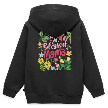 Mama - Kinder Premium Organic Zip Hoodie - Schwarz - Hinten - AI Model Kid Male (0cm)