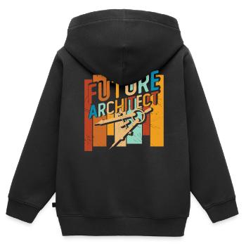 Architecte - Sweat Premium à capuche zippé enfant bio - noir - Dos - AI Model Kid Male (0cm)