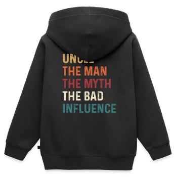 L’oncle l’homme Le mythe La mauvaise influence - Sweat Premium à capuche zippé enfant bio - noir - Dos - AI Model Kid Male (0cm)