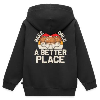 Backen Bäcker Bäckerei - Kinder Premium Organic Zip Hoodie - Schwarz - Hinten - AI Model Kid Male (0cm)
