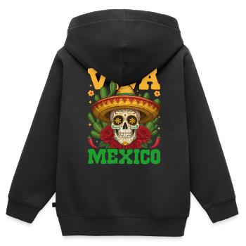 Viva Mexico - Sweat Premium à capuche zippé enfant bio - noir - Dos - AI Model Kid Male (0cm)