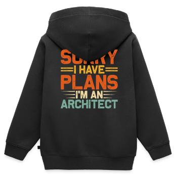 Architecte - Sweat Premium à capuche zippé enfant bio - noir - Dos - AI Model Kid Male (0cm)