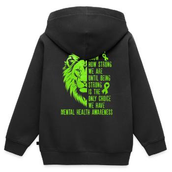 Santé mentale - Sweat Premium à capuche zippé enfant bio - noir - Dos - AI Model Kid Male (0cm)