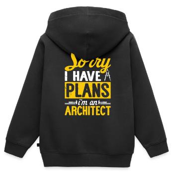 Architecte - Sweat Premium à capuche zippé enfant bio - noir - Dos - AI Model Kid Male (0cm)